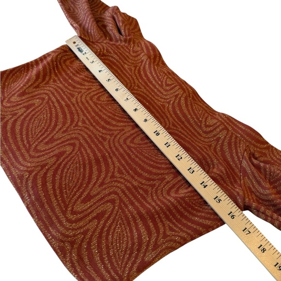 Morina Metallic Rust Long Sleeve Crop Top w/ Feather Cuffs Size M Brazil G - Picture 6 of 14